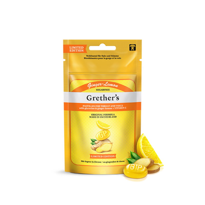 Grethers Pastilles - Ginger-Lemon (zuckerfrei) Packshot